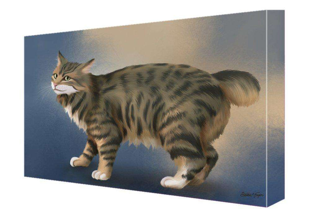 Manx Cat Painting Printed on Canvas Wall Art Signed