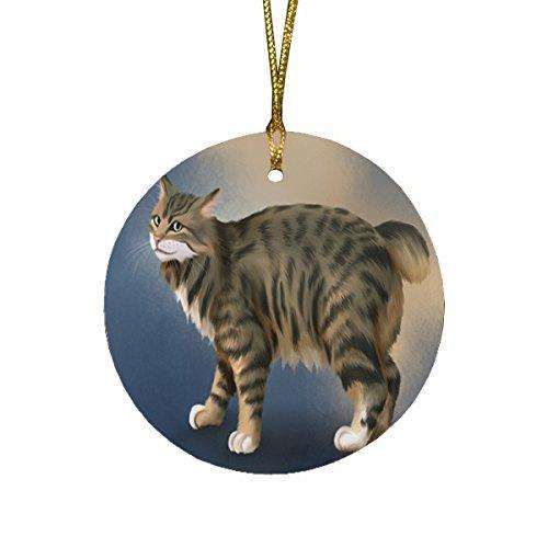 Manx Cat Round Christmas Ornament