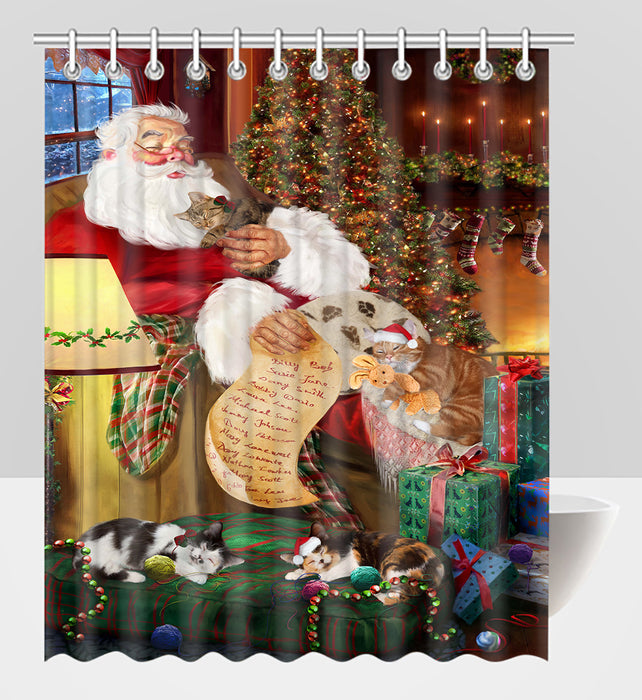 Santa Sleeping with Manx Cats Shower Curtain