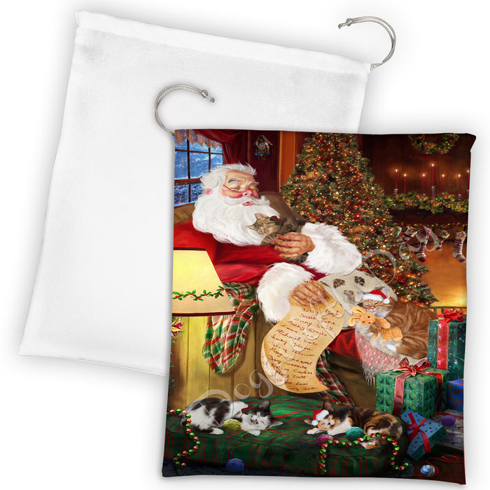 Santa Sleeping with Miniature Pinscher Drawstring Laundry or Gift Bag LGB48826