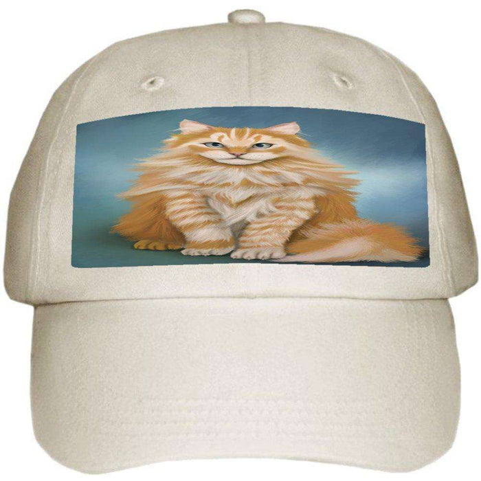 Marmalade Siberian Cat Ball Hat Cap Off White
