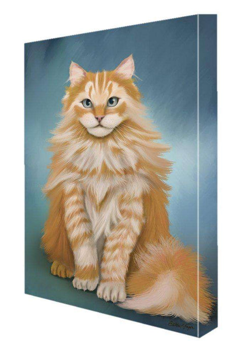 Marmalade Siberian Cat Painting Printed on Canvas Wall Art Signed