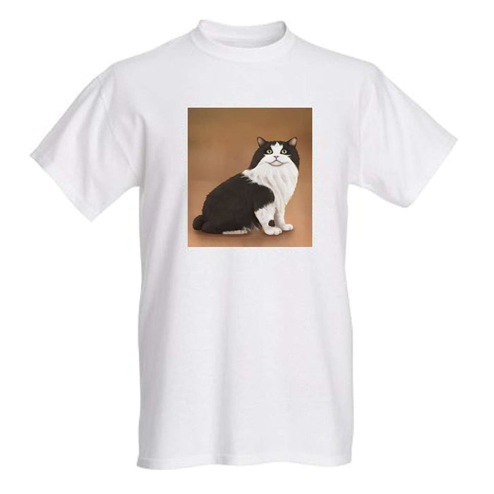 Men's Cymric Black And White Cat T-Shirt