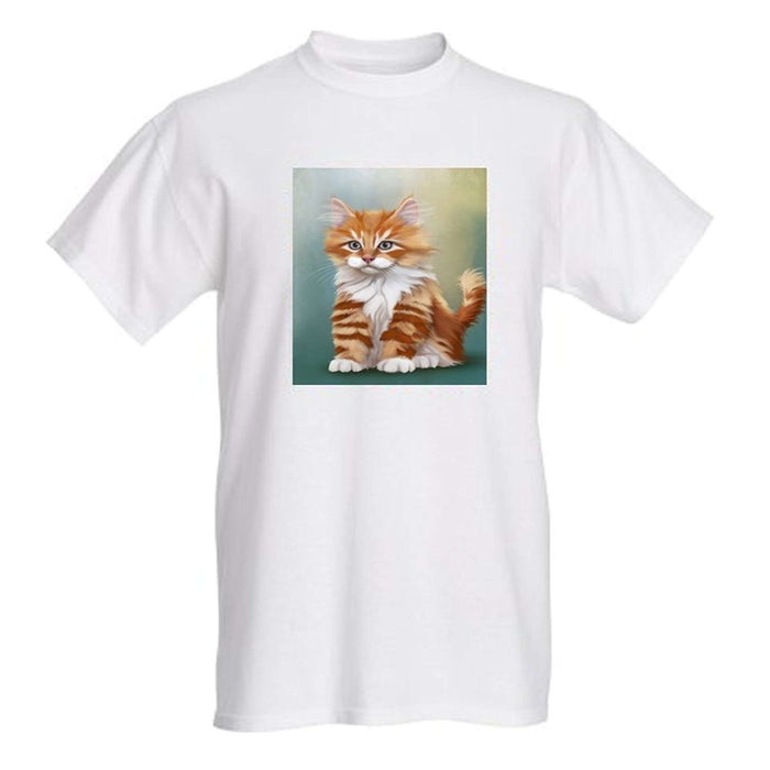 Men's Orange White Kitten Cat T-Shirt