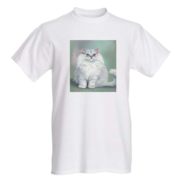 Men's White And Grey Persian Cat T-Shirt