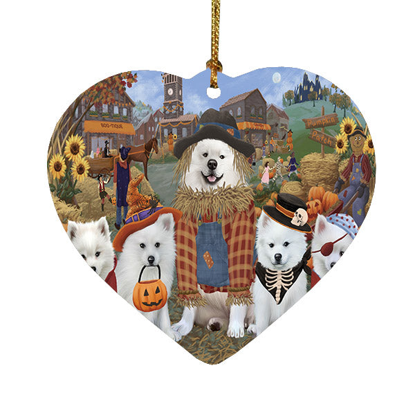 Halloween 'Round Town German Shepherd Dogs Heart Christmas Ornament HPOR57496