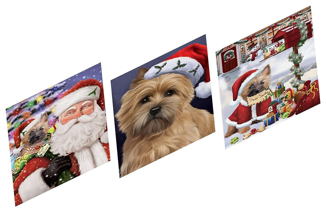 Merry Christmas Happy Holiday Magnets Cairn Terrier Dog Set of 3