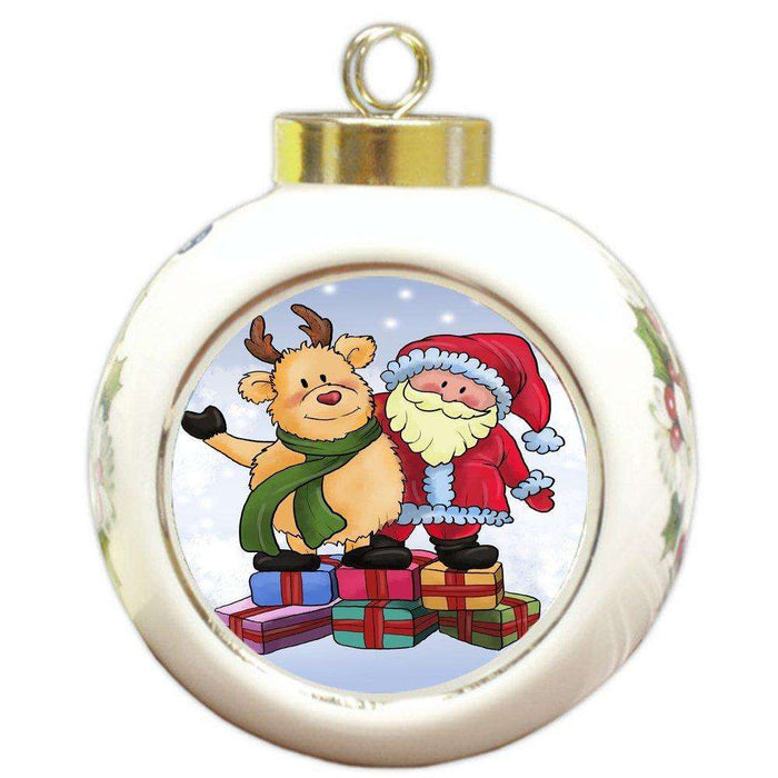 Merry Christmas Happy Holiday Round Ball Ornament D337
