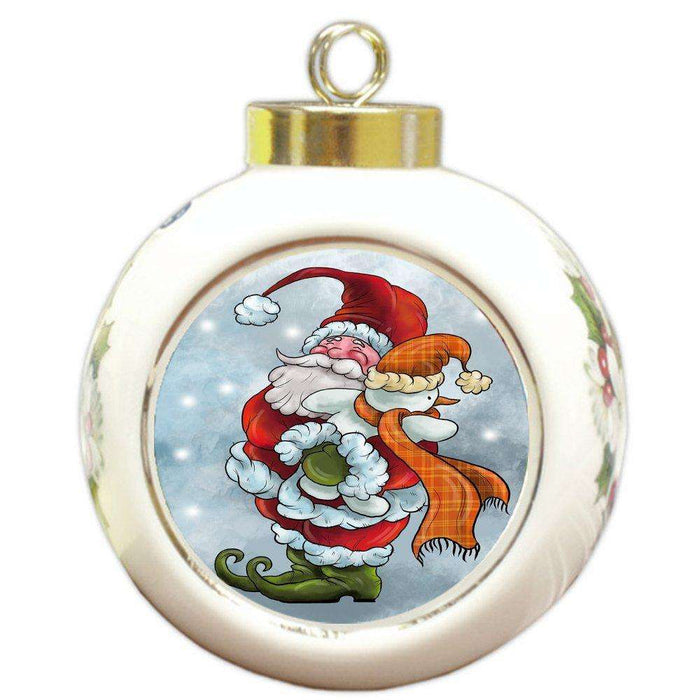 Merry Christmas Happy Holiday Round Ball Ornament D340