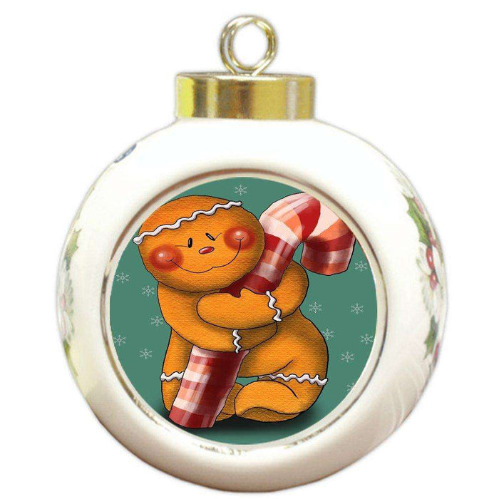 Merry Christmas Happy Holiday Round Ball Ornament D342