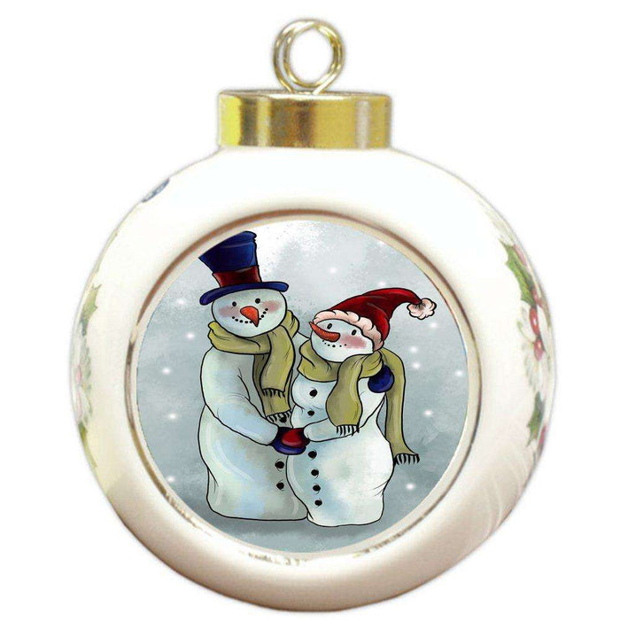 Merry Christmas Happy Holiday Round Ball Ornament D343