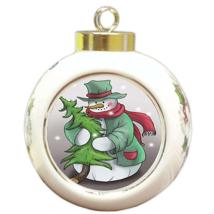 Merry Christmas Happy Holiday Round Ball Ornament D344