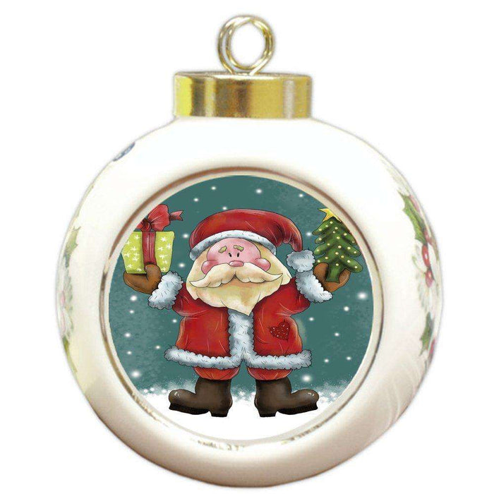 Merry Christmas Happy Holiday Round Ball Ornament D345