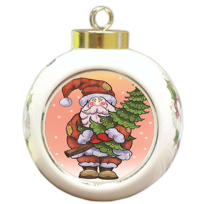 Merry Christmas Happy Holiday Round Ball Ornament D348