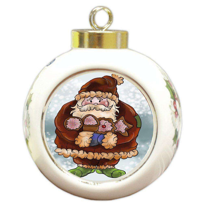 Merry Christmas Happy Holiday Round Ball Ornament D351