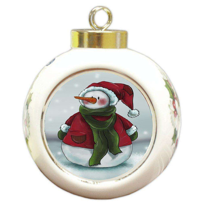 Merry Christmas Happy Holiday Round Ball Ornament D354