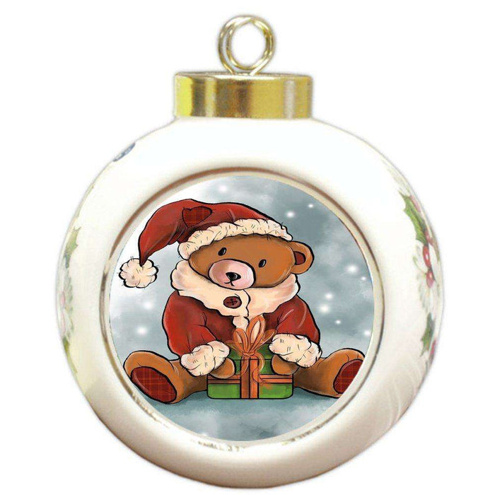 Merry Christmas Happy Holiday Round Ball Ornament D356