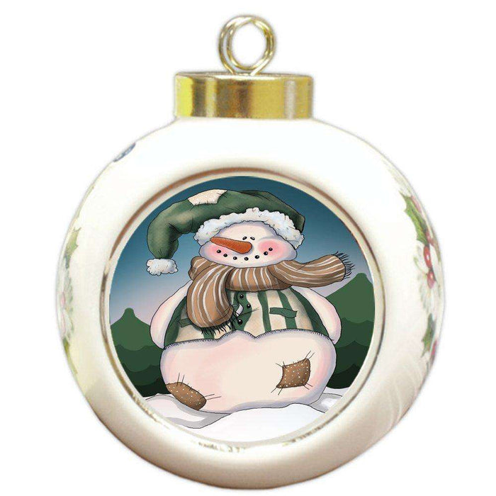 Merry Christmas Happy Holiday Round Ball Ornament D360