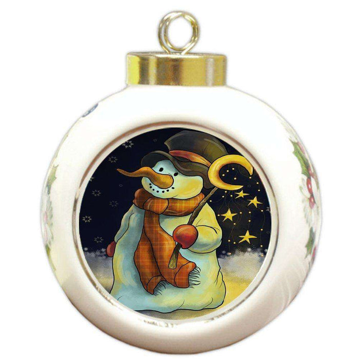 Merry Christmas Happy Holiday Round Ball Ornament D361