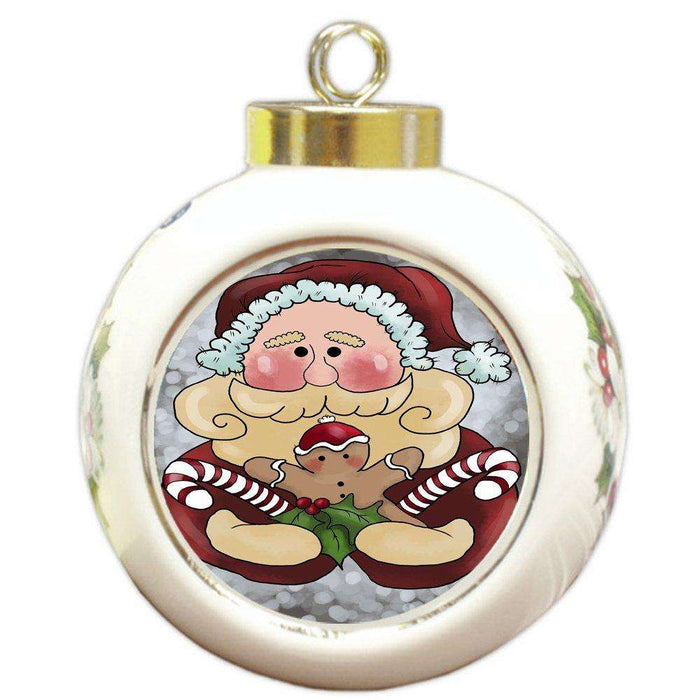 Merry Christmas Happy Holiday Round Ball Ornament D362