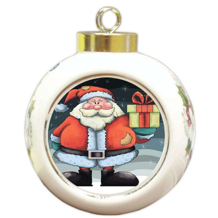 Merry Christmas Happy Holiday Round Ball Ornament D363
