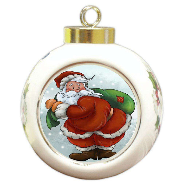 Merry Christmas Happy Holiday Round Ball Ornament D364