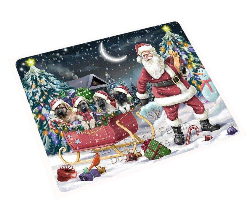 Merry Christmas Happy Holiday Santa Sled Anatolian Shepherd Dogs Magnet Mini (3.5" x 2") D266