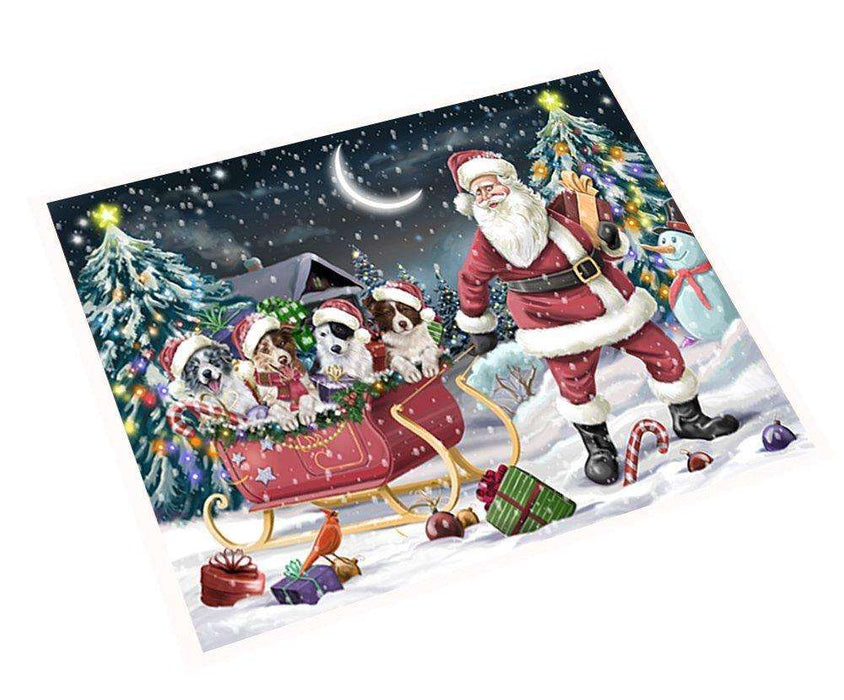 Merry Christmas Happy Holiday Santa Sled Border Collie Dogs Tempered Cutting Board D290