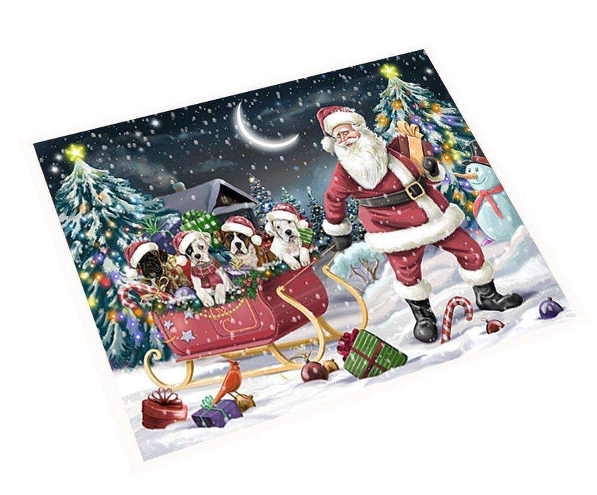 Merry Christmas Happy Holiday Santa Sled Boxers Dog Large Refrigerator / Dishwasher Magnet D096