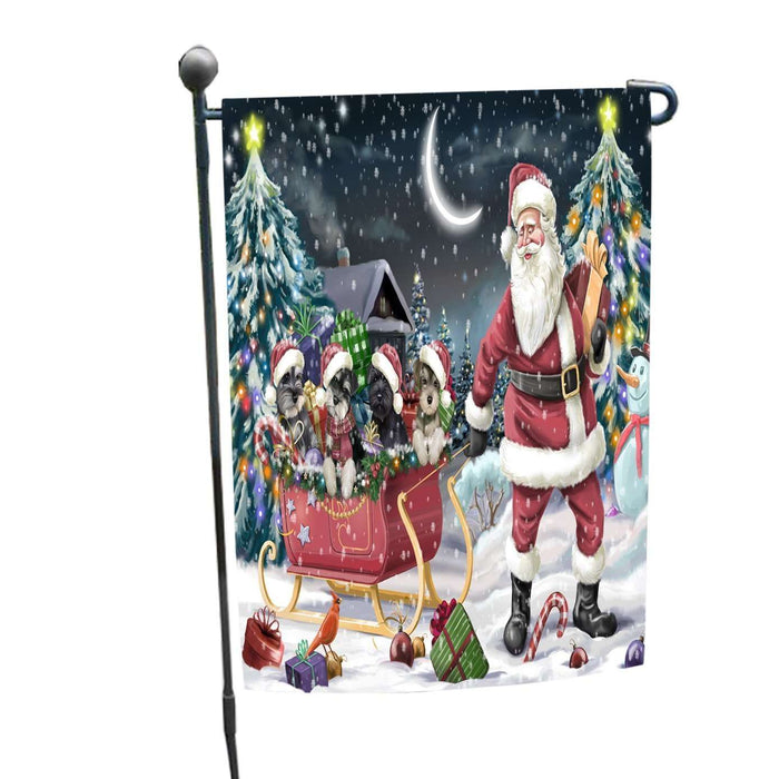 Merry Christmas Happy Holiday Santa Sled Schnauzer Dogs Garden Flag D273