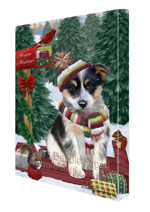 Merry Christmas Woodland Sled Blue Heeler Dog Canvas Print Wall Art Décor CVS113624