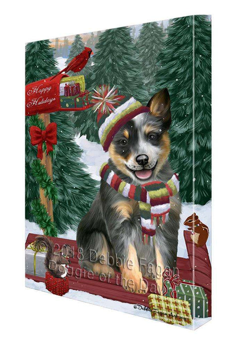 Merry Christmas Woodland Sled Blue Heeler Dog Canvas Print Wall Art Décor CVS113633