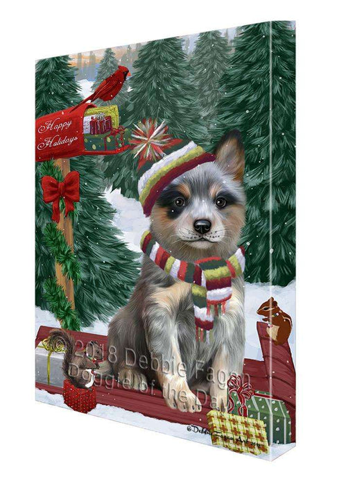 Merry Christmas Woodland Sled Blue Heeler Dog Canvas Print Wall Art Décor CVS113642