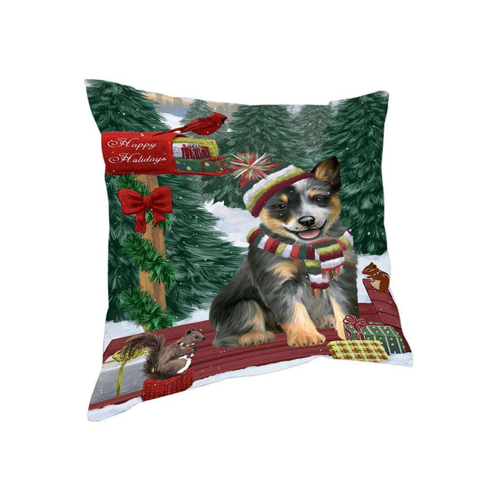Merry Christmas Woodland Sled Blue Heeler Dog Pillow PIL76696