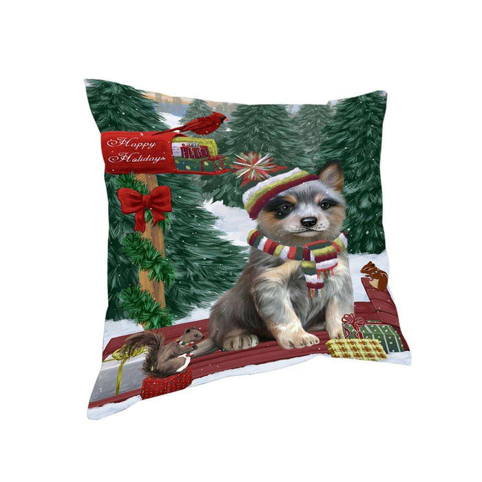 Merry Christmas Woodland Sled Blue Heeler Dog Pillow PIL76700