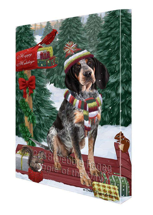 Merry Christmas Woodland Sled Bluetick Coonhound Dog Canvas Print Wall Art Décor CVS113651