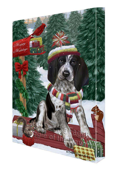 Merry Christmas Woodland Sled Bluetick Coonhound Dog Canvas Print Wall Art Décor CVS113660