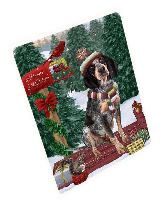 Merry Christmas Woodland Sled Bluetick Coonhound Dog Large Refrigerator / Dishwasher Magnet RMAG91416