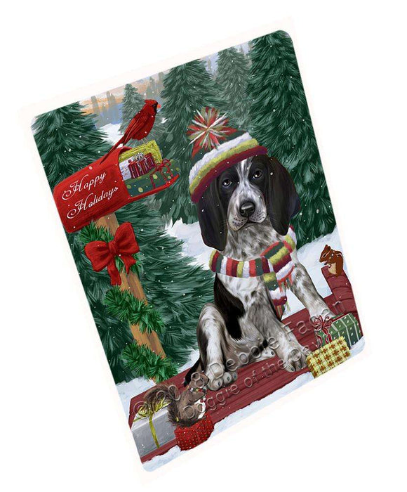 Merry Christmas Woodland Sled Bluetick Coonhound Dog Large Refrigerator / Dishwasher Magnet RMAG91422