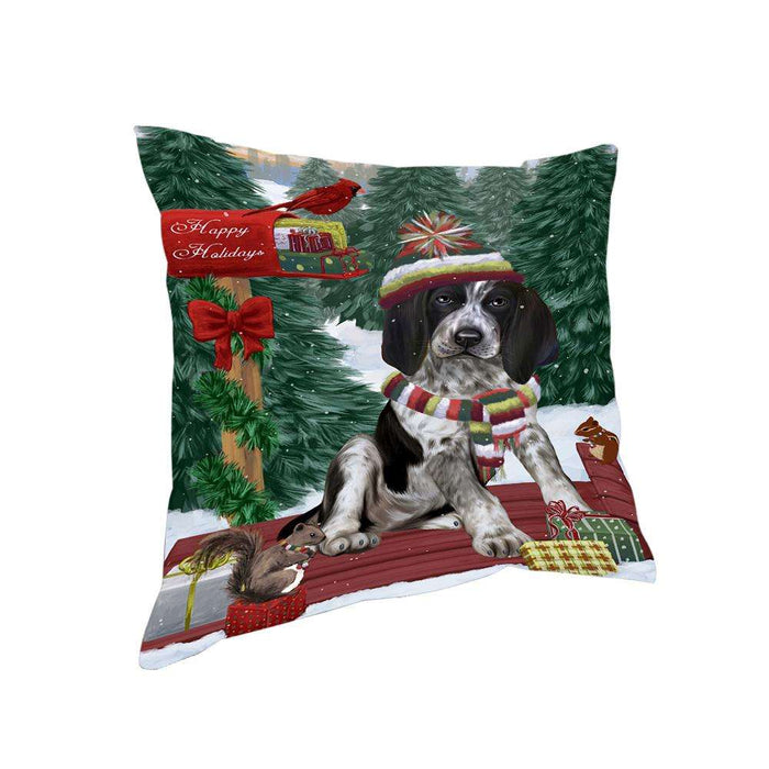 Merry Christmas Woodland Sled Bluetick Coonhound Dog Pillow PIL76708