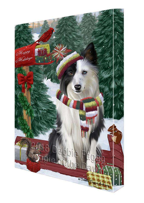 Merry Christmas Woodland Sled Border Collie Dog Canvas Print Wall Art Décor CVS113669