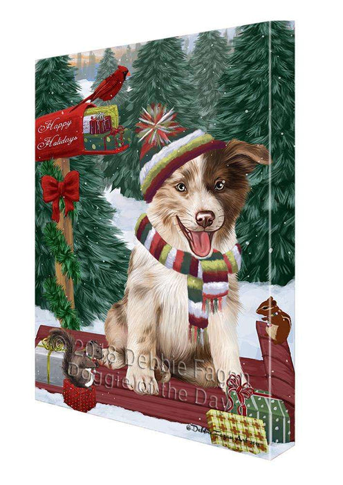 Merry Christmas Woodland Sled Border Collie Dog Canvas Print Wall Art Décor CVS113678