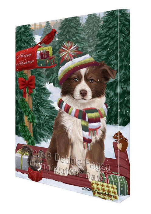 Merry Christmas Woodland Sled Border Collie Dog Canvas Print Wall Art Décor CVS113687