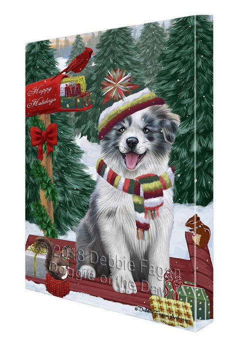 Merry Christmas Woodland Sled Border Collie Dog Canvas Print Wall Art Décor CVS113696