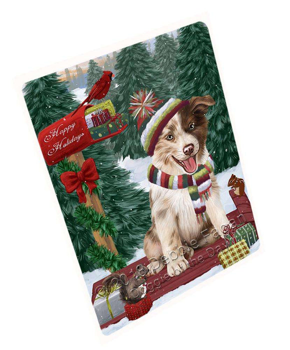 Merry Christmas Woodland Sled Border Collie Dog Large Refrigerator / Dishwasher Magnet RMAG91434