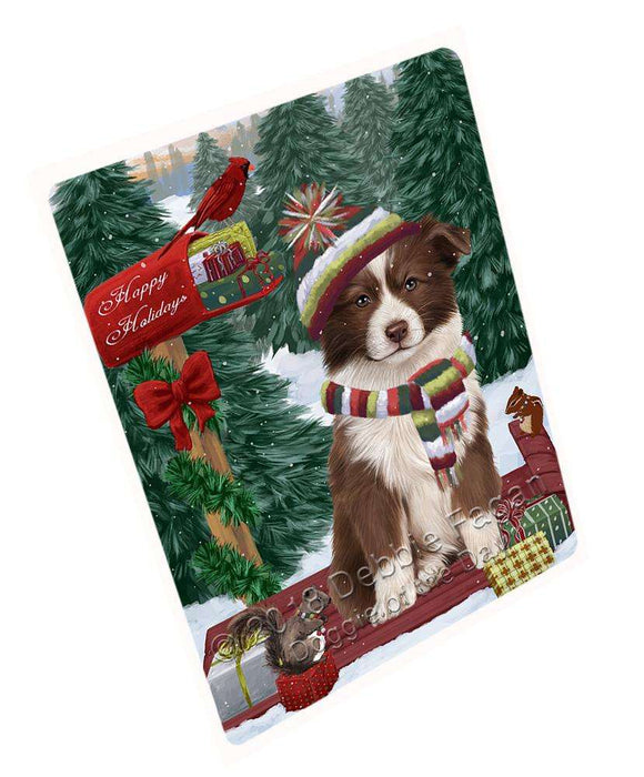 Merry Christmas Woodland Sled Border Collie Dog Large Refrigerator / Dishwasher Magnet RMAG91440