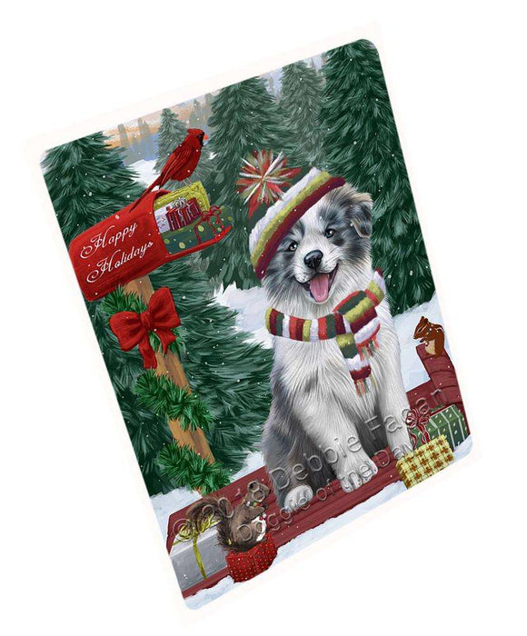 Merry Christmas Woodland Sled Border Collie Dog Large Refrigerator / Dishwasher Magnet RMAG91446