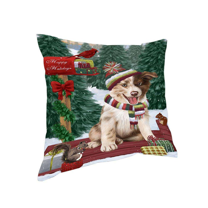 Merry Christmas Woodland Sled Border Collie Dog Pillow PIL76716