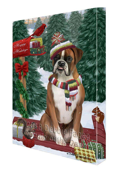 Merry Christmas Woodland Sled Boxer Dog Canvas Print Wall Art Décor CVS113741