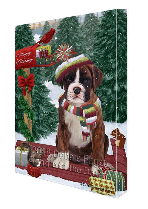 Merry Christmas Woodland Sled Boxer Dog Canvas Print Wall Art Décor CVS113750